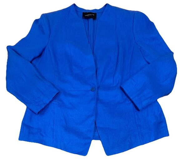 Lafayette 148 New York Jackets & Blazers - LAFAYETTE 148 Women's Sz 16 Royal Blue Linen Blazer Jacket Coastal Quiet Luxury